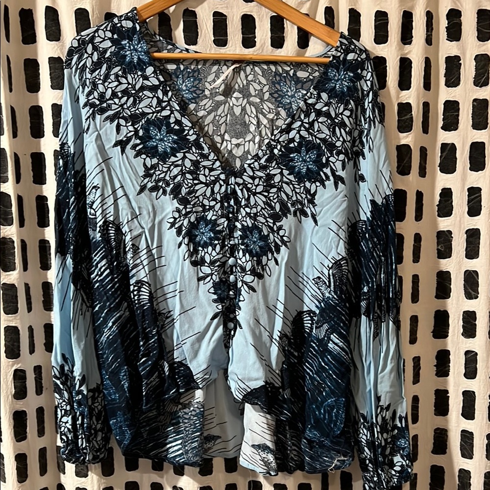 Free People Floral V-Neck Women's Top